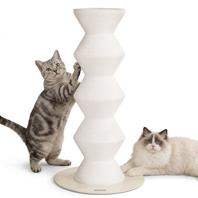 Furrytail Cat Scratching Post for Indoor Cats, Colossal Zigzag Cat Scratcher with Paper Rope, Modern Aesthetic Cat Tree, Cute Decorative Cat Furniture, Unique Cat Scratcher, 29.9'', Black (Copy)