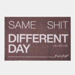 Gray non-slip litter mat with white printed lettering