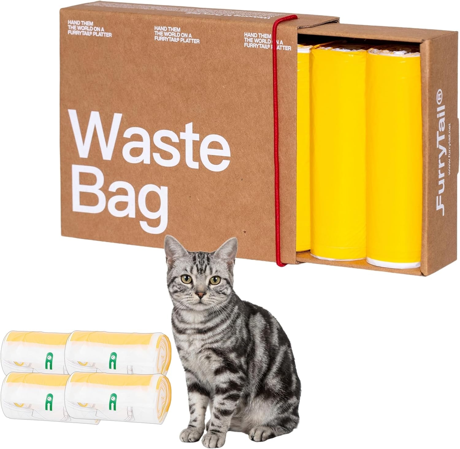 Furrytail Cat Litter Box Liners Drawstring Waste Bags, Thickened Tear-Resistant Receptacle Bags for Automatic Litter Box,Heavy Duty Trash Bags, 80 Count