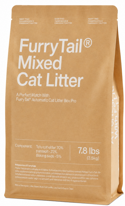 Furrytail Mixed Cat Litter Clumping Cat Litter, Tofu Cat Litter, Ultra Absorbent & Low Dust, Natural Ingredients Litter, Odor Control, Compatible in Automatic Litter Boxes, 7.8 lbs